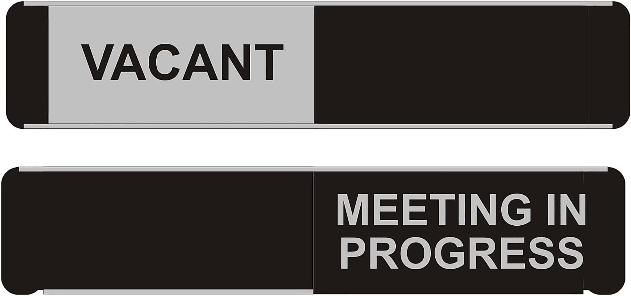 SECO VACANT/MEETING IN PROGRESS Sliding Door Sign for Meeting Rooms - 255 x 52mm - Aluminium & PVC