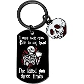 Skull Keychain Goth Christmas Spooky Gifts for Women Horror Keychain Spooky Basket Stuffers Witch Stuff Witchy Gifts for Women Skull Gift Skeleton Horror Stuff White Elephant Gift for Adults Funny
