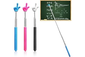 APHRORDITY 3 Pcs Telescopic Teachers Pointer Extendable Hand Pointer Finger Pointer Stick Mini Stainless steels Hand Pointers, for Teacher Teaching Personal Interaction. Black&Pink&Blue
