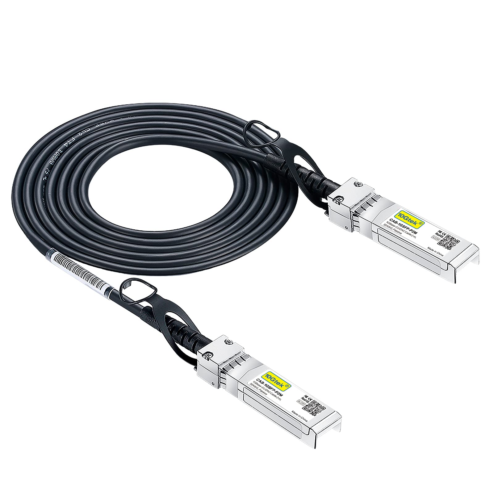 10Gtek 1.25G SFP DAC Twinax Cable 2-Meter(6.5ft), Passive, Compatible for Cisco SFP-1GBASE-CU2M, Ubiquiti UniFi, Netgear, D-Link, TP-LINK, Zyxel, QNAP NAS, Mikrotik and more
