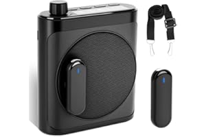 SUNNYMARK Portable Voice Amplifier with 2 Wireless Mic & Magnetic Lavalier, Portable Voice Amplifier for Teachers, Instructor, Meeting, Bluetooth Speaker Include Dual Microphone for Classroom, Yoga (Black)
