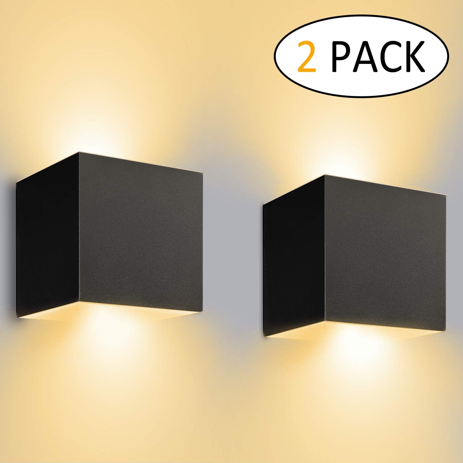 LEDMO LED Wandleuchte Wandlampe Innen/Außen 2er 12W 2800-3000K Warmweiß