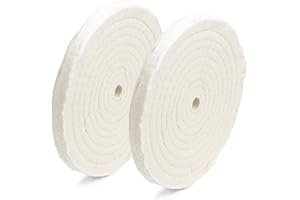 ENKAY - 8" Spiral Sewn Buffing Wheels (2 Pack) for Polishing Metal and More, for Use with Polishing Compounds, Buffing Machines & Bench Grinders (50 Ply Each)