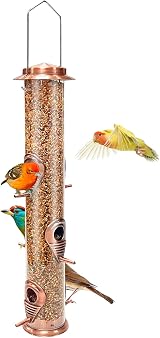 Urban Deco Antique Copper 6 Port Metal Bird Feeder with Steel Hanger