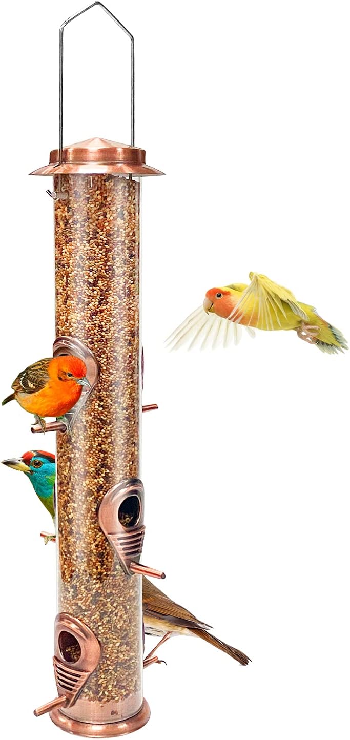 Urban Deco Antique Copper 6 Port Metal Bird Feeder with Steel Hanger