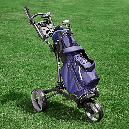 KVV 3 Wheel Foldable/Collapsible Golf Push Cart Ultra Lightweight
