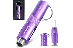 Phoelux Cigar Punch Multitool 2-in-1, Cigar Hole Opener and Twin Needle in A Key Chain Ring with Gift Box (Purple)