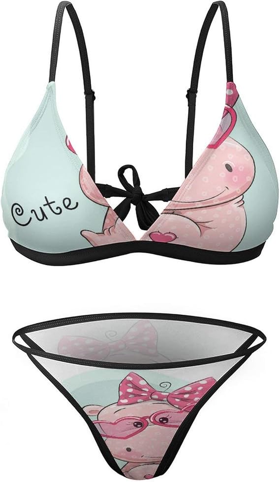 CHUFZSD Cute Drawing Hippo Girl Sexy Swimwear 2 Piece ...