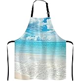Lefolen Beaches Sunny day Bib Apron with Adjustable Neck for Men Women,Suitable for Home Kitchen Cooking Waitress Chef Grill Bistro Baking BBQ Cobbler Apron
