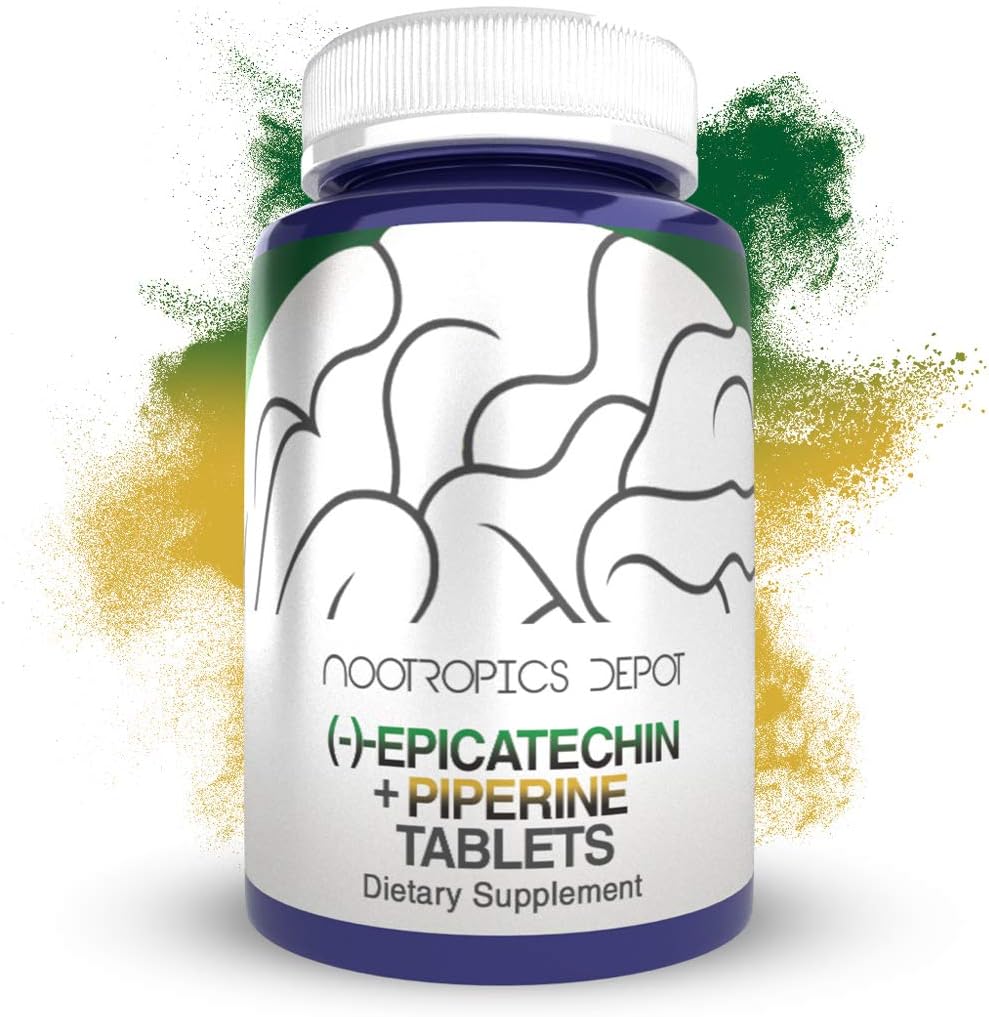 Epicatechin 90% Tablets | 200mg | 30 Count | (-)-epicatechin + 6mg Piperine to Promote Bioavailability | Promotes Cardiovascular Health | Promotes Strength + Muscle Function