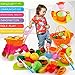 Sotodik 31PCS Cutting Toys Shopping Cart Toys Pretend Food Fruits Vegetable Playset Educational Learning Toy Kitchen Play Food for Boy Girl Kid (Red)