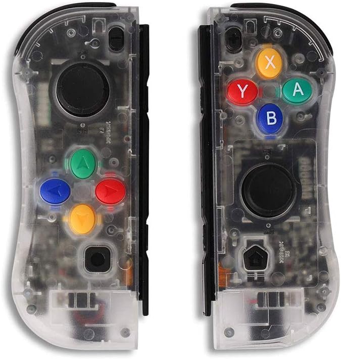 Joy Con Controller Replacement - Left and Right Controllers Wired/Wireless Remotes (Transparent)