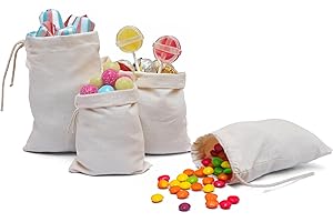 25Pcs Muslin Natural Cotton Bags with Drawstring – 3x4 100% Organic Cotton used for Everyday Storage Grocery, Dust Cover, Sho