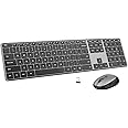 AUSDOM Wireless Keyboard and Mouse Combo, 2.4Ghz Cordless Quiet Keyboard Mouse Set, Rechargeable Slim Silent Full Size Keyboard with 3 DPI Adjustable Mouse, Ultra-Thin for Windows, Laptop, Black Gray