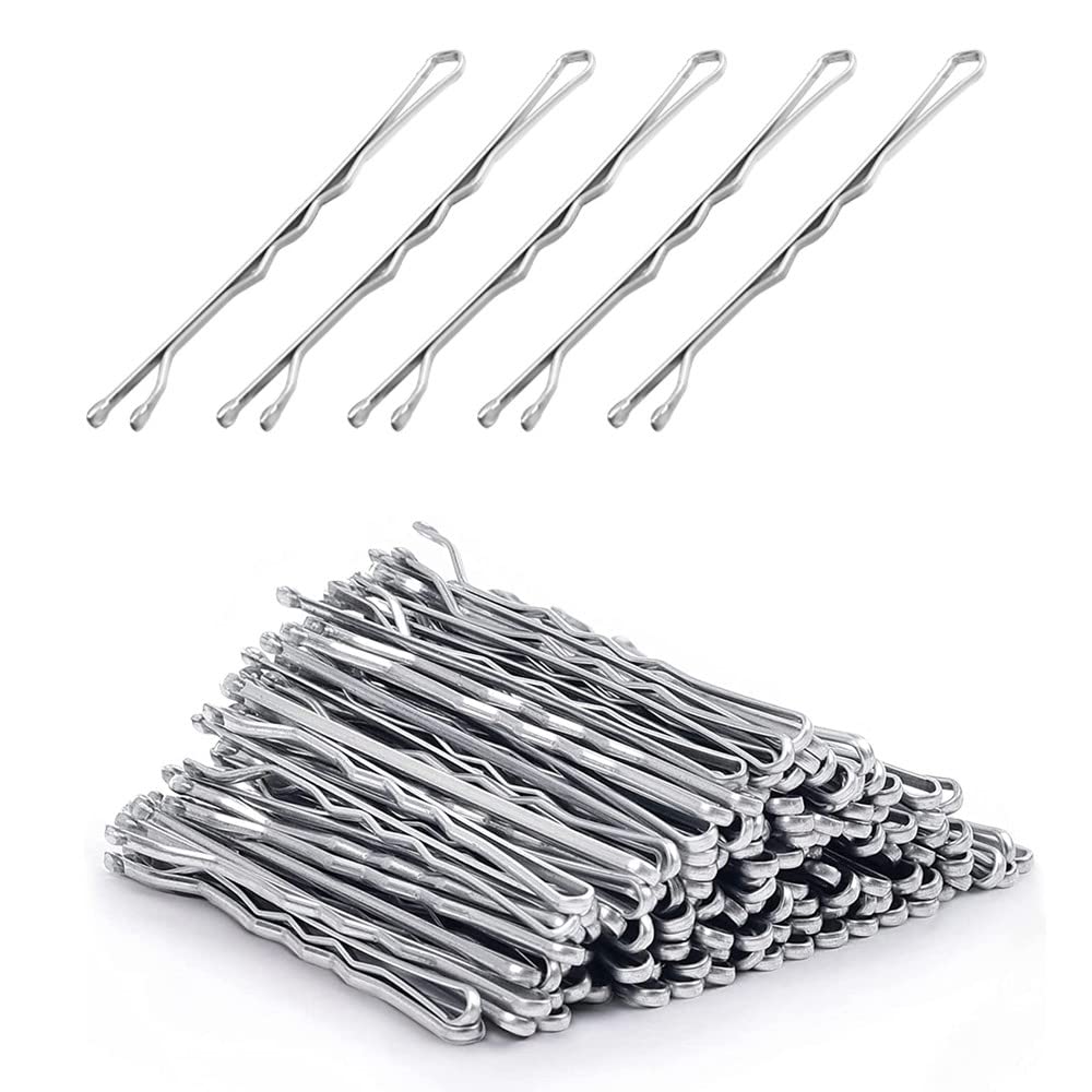 ZEVONDA Metal Hair Pins Set - 5cm Long Bobby Pins with Storage Box Hair Grips with a Smooth Surface and Round Edges for Women Girl Makeup Hair Styling, Silver, 200pcs