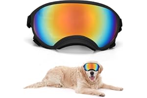 OUTAMATEUR Large Dog Sunglasses Dog Goggles Pet Glasses Pet Eyewear with Adjustable Strap, Glasses for Medium Large Dog Swimming Skating Glasses UV Proof Windproof Dustproof