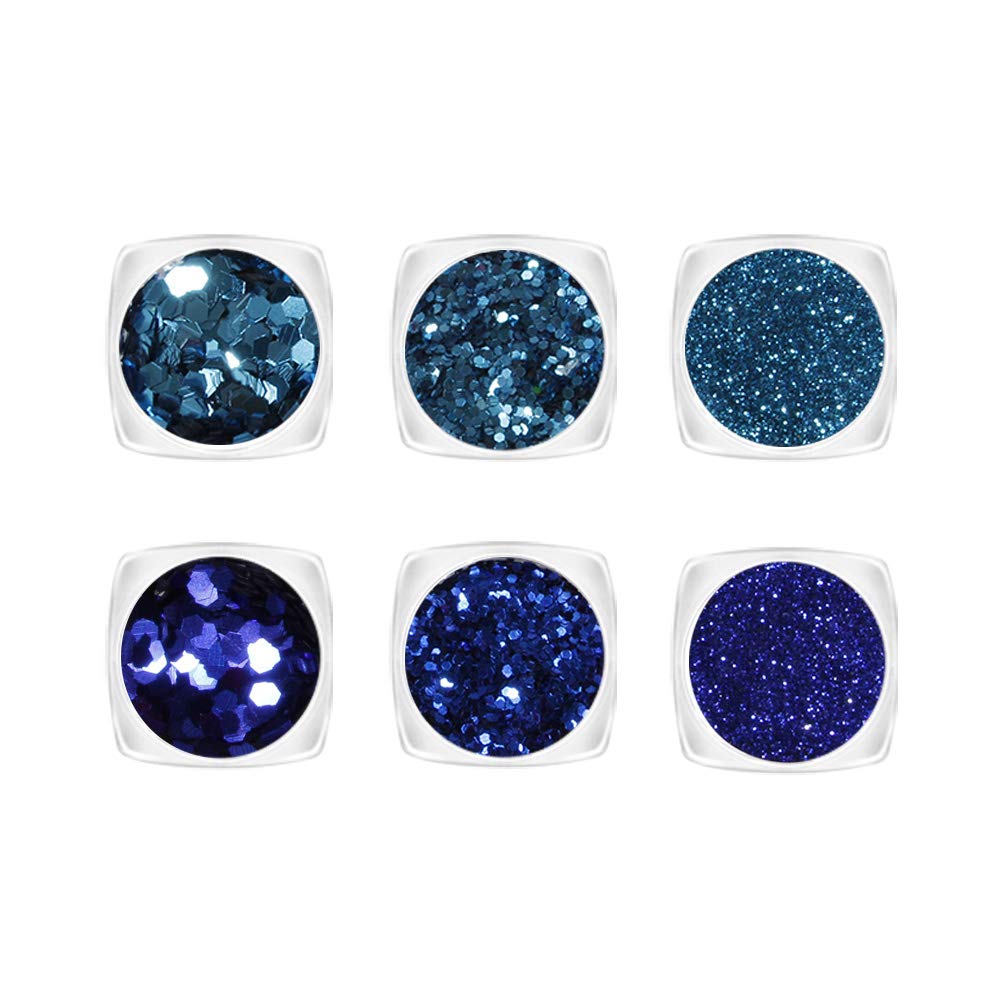 YOFASEN 6pcs Chunky Glitter Face Glitter - Nail Art Accessories Glitter Crafts Sequin Mixed Set Cheek Lip Makeup DIY Decor Paillettes, Blue Purple