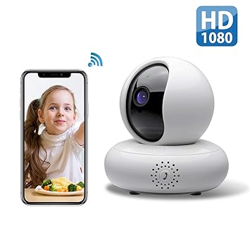 WLAN Kamera Seneo Überwachungskamera WiFi 1080P IP Kamera WLAN IP Kamera HD Nachtsicht, Zwei-Wege-Audio,360 ° Panoramaansicht,unterstützte 128 GB SD-Karte und iCloud-Speicher und Datensicherheit