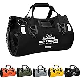 Tacxmotorrad Waterproof Duffel Bag, Roll-top Dry Bag Tail Bag with Large Storage Space, Waterproof Luggage Duffle Bags with Quick-fixed Straps for Camping, Rafting,Kayaking, Traveling, 48L-Black