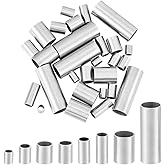 UNICRAFTALE 40 Pcs 8 Sizes 5/7/8/8.5/10/12/25mm Tube Spacer Beads Morse Code Bead Stainless Steel Loose Beads Tube Large Hole Spacer Beads Smooth Surface Beads Finding for DIY