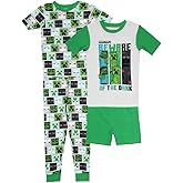 Minecraft boys 4-piece Snug-fit Cotton Pajama Set, Soft & Cute for Kids