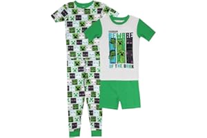 Minecraft boys 4-piece Snug-fit Cotton Pajama Set, Soft & Cute for Kids