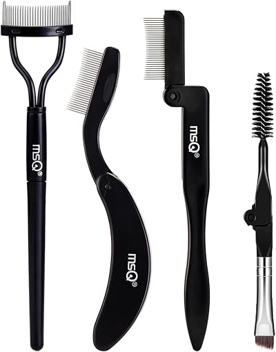 MSQ 4 Pcs Folding Eyelash Comb Duo Eyebrow Brush Spoolie Set