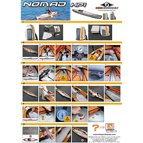 BIC Sport NOMAD HP1 Inflatable Kayak, Orange/Grey, 14-Feet 5 x 31.5-Inch x 440-Pound Capacity - Thumbnail 7