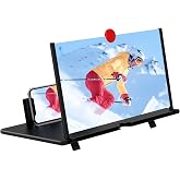 12" Screen Magnifier,3D HD Mobile Phone Magnifier Projector Screen Enlarger for Movies, Videos, and Gaming,Foldable Cell Phone Stand with Screen Amplifier,Gifts for Mom Dad(Black, 12inch)