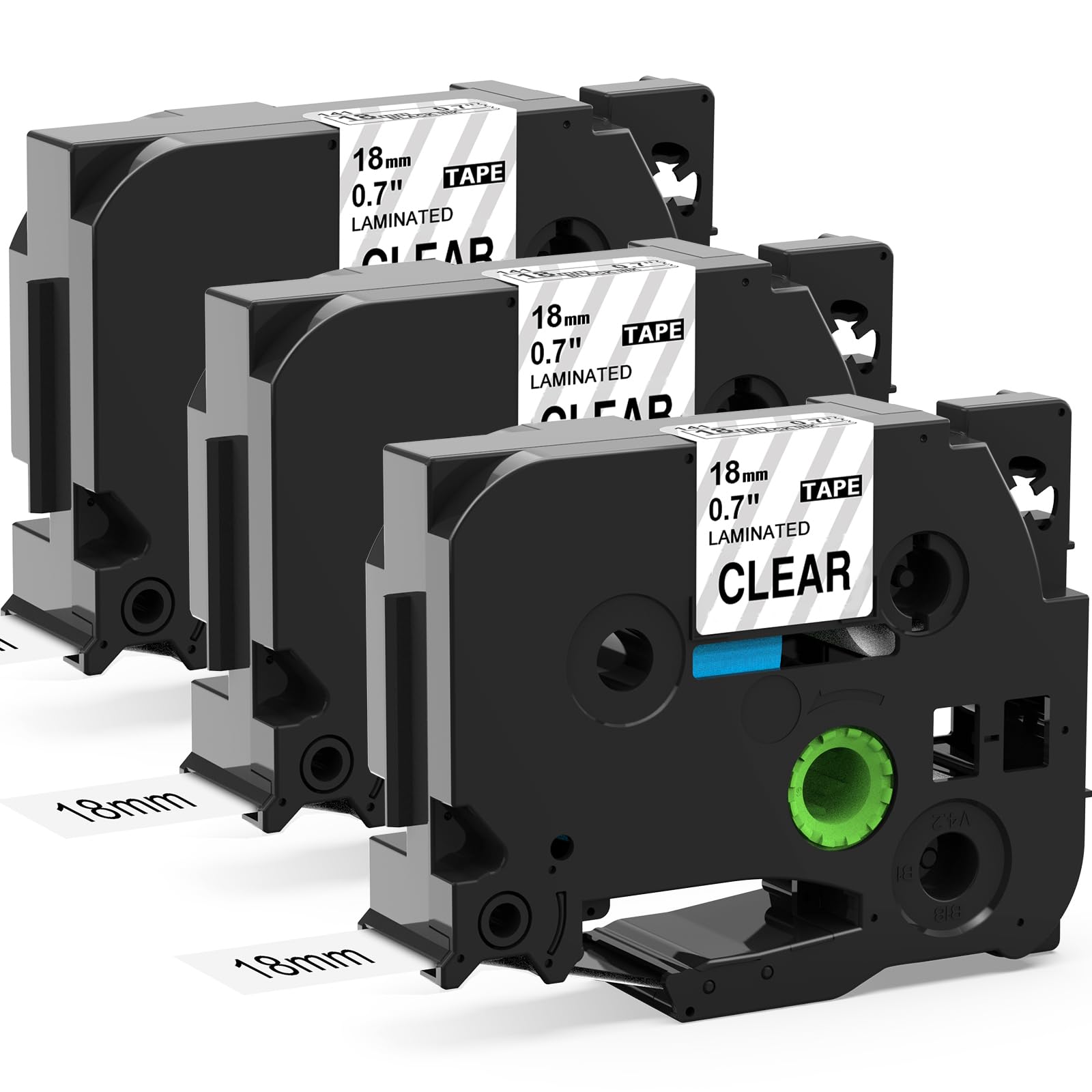 3X MarkField Compatible 18mm Clear Label Maker Tape Replacement for Brother Label Printer TZ TZe-141 0.7in Laminated Transparent for PT-550 900 D400 D450 D600 P700 2430PC, Black on Clear — image 1