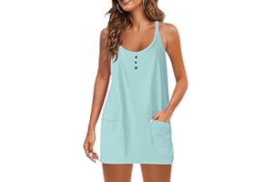 FZYLQY Women Athletic Dresses Summer Tennis Workout Mini Romper Dress with Built in Shorts Fashion Travel Vacation Outfits