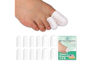 PNRSKTER Gel Toe Caps, Silicone Toe Protectors Infused with Aloe Vera Extract, Breathable Toe Covers for Blisters, Corns, Hammer Toes, Toenails Loss (4pcs Large + 8pcs Medium)