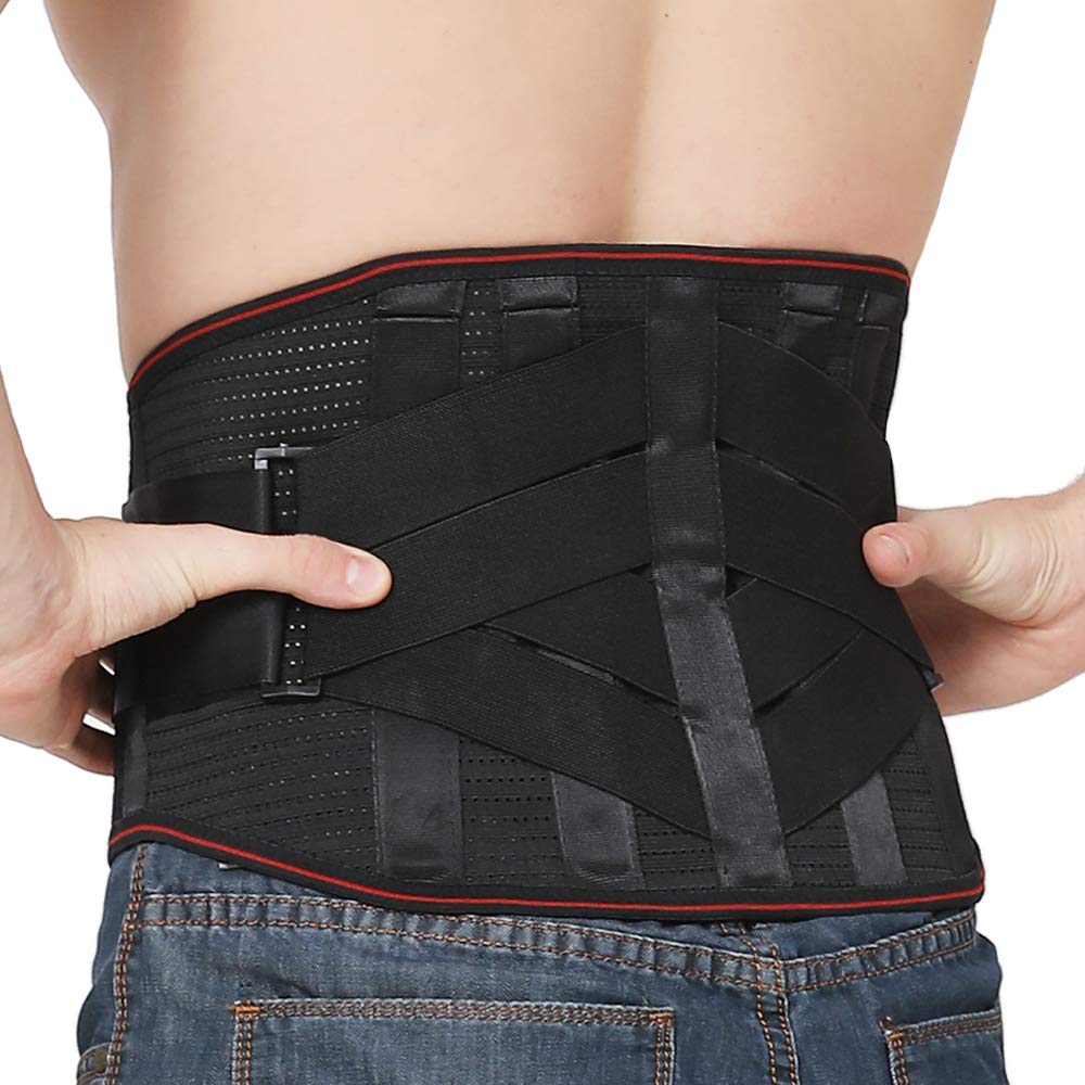 Lower Back Braces for Back Pain Relief - Compression Belt for Men & Women - Lumbar Support Waist Backbrace for Herniated Disc, Sciatica, Scoliosis - Breathable Mesh Design, Adjustable Straps(XL,Black)