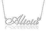 Alicia Heart Name Necklace Silver Stainless Steel