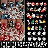 12 Sheet Cute Snowflake 3D Nail Art Sticker Decal Tips Decoration,Multi-color