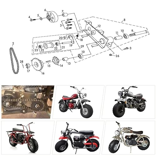YOXUFA Mini Bike Chain Tensioner Adjuster with 1-3/4" Roller for Predator  212cc Coleman CT200U CT200U-EX BT200X Baja Warrior MB200 Massimo  Trailmaster 200cc 196cc 6.5hp Mini Bike Motorsports Parts in Saudi Arabia |