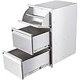 Atatod 17" W Outdoor Kitchen Double Drawer with Paper Towel Holder Combo Works with Your Grilling or Prep Zones Flush Mount for Outdoor Kitchen Island（Overall Size:17" W x 30" H x 21" D inch）