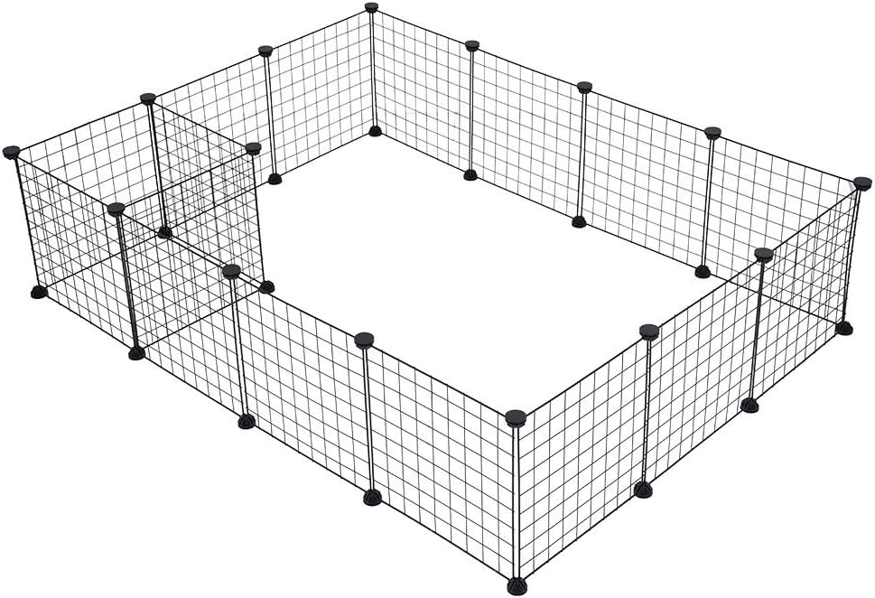 Salaks US Fast Shipment Metal Grid Pet Pen,12/16 Panel Pet Fence Playpens for Small Pet, Portable Foldable Freestanding Dog Exercise Barrier, Metal Pet Playpen Kennel Indoor & Outdoor (16pc)