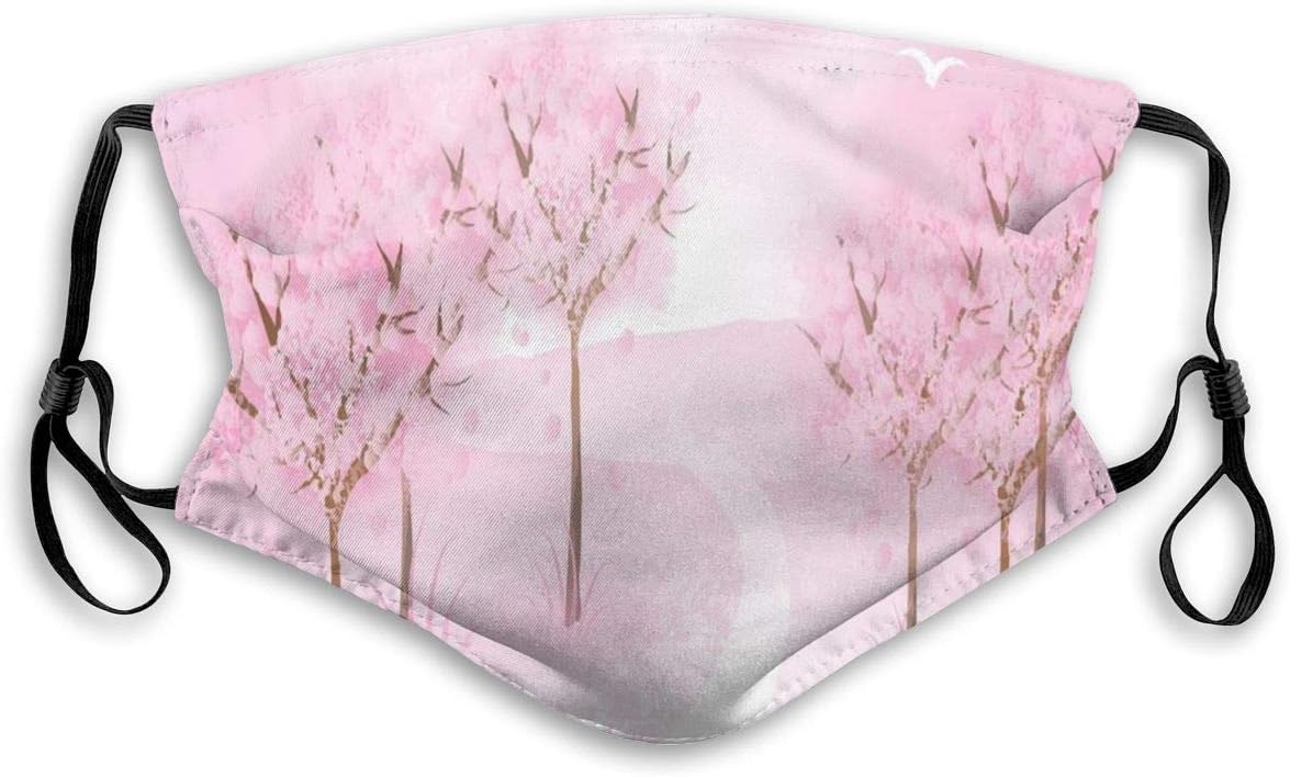 Face Mask,Enchanted Romantic Forest Scenery With Birds Flying Seasonal Beauty Love,Mouth Mask Replaceable Washable Anti-dust Face Mask-Adjustable,Adult size:M
