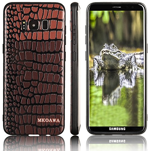 Galaxy S8 Case,MKOAWA Samsung Galaxy S8 Case (5.8 inch) with Resilient Shock Absorption and Carbon Fiber Crocodile pattern Design for Samsung Galaxy S8 (2017) (Brown)