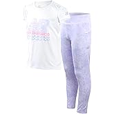 New Balance Active Girls Leggings Set - 2 Piece Short Sleeve Girls Shirts and Leggings Kids Yoga Athletic Workout Set (7-16)