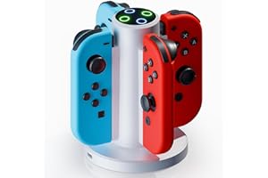 HONCAM Joycon Charging Dock for Switch Controller, Switch Accessories Compatible with Joycon,4 in 1 Charger with a USB Type-C Cord (White)