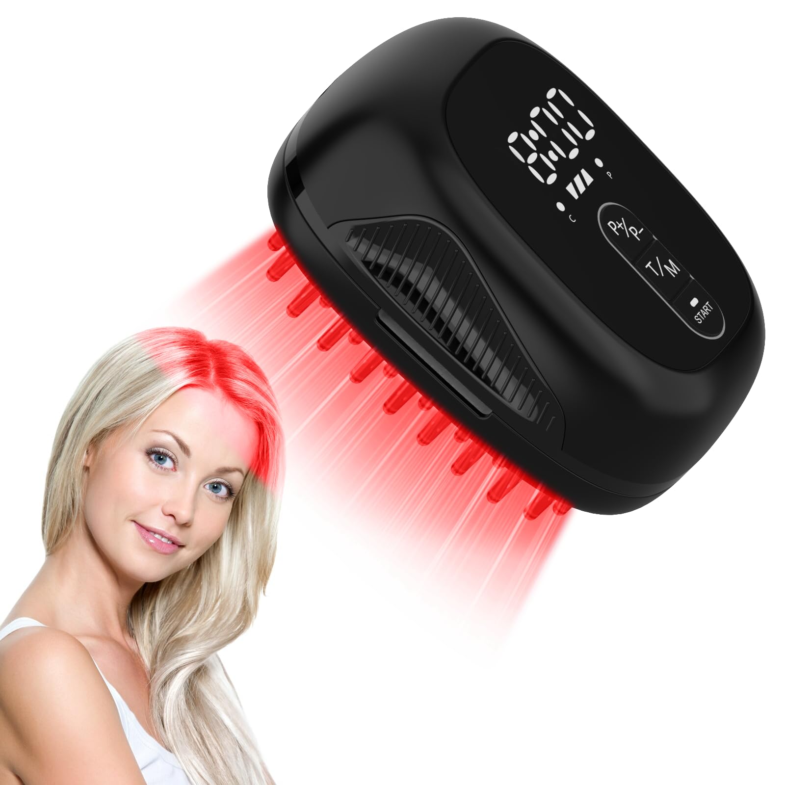 Laser Hair Growth Comb,Red Light Therapy for Hair Growth, Red Light Therapy Hair for Men and Women, Thinning Hair Treatment for Women and Men (Black)