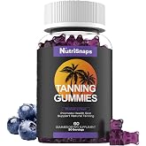 Nutrisnaps Tanning Gummies for Women &amp; Men, Skin &amp; Pigmentation, 60 Ct | Sunless Tanning Daily Supplement for Skin Health. Blueberry Flavor. Vegan, Gluten-Free