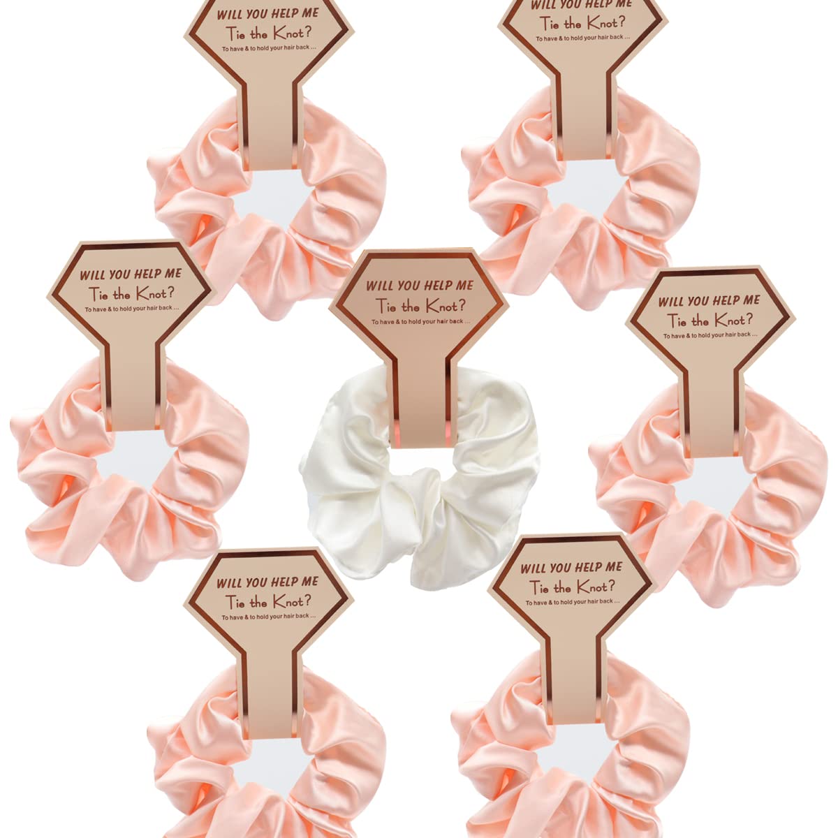 ZOOMPIL Pack of 11 Satin Bridal Hair Bobbles, Hair Scrunchies for Women, Bridesmaid Scrunchie Set, Wedding Fashionable Cotton Band Bridal Gift Party Accessories Decoration for Wedding