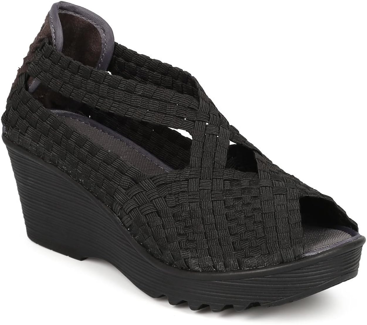 black slip on wedges