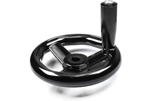 Othmro 3 Spoked Lathe Handwheel 4.88inch Outer Diameter Black Round Wheel Hole Diameter 0.47inch Plastic Hand Wheel with Revolving Handle for Milling Machine Industrial Lathes Grinders 12x125mm