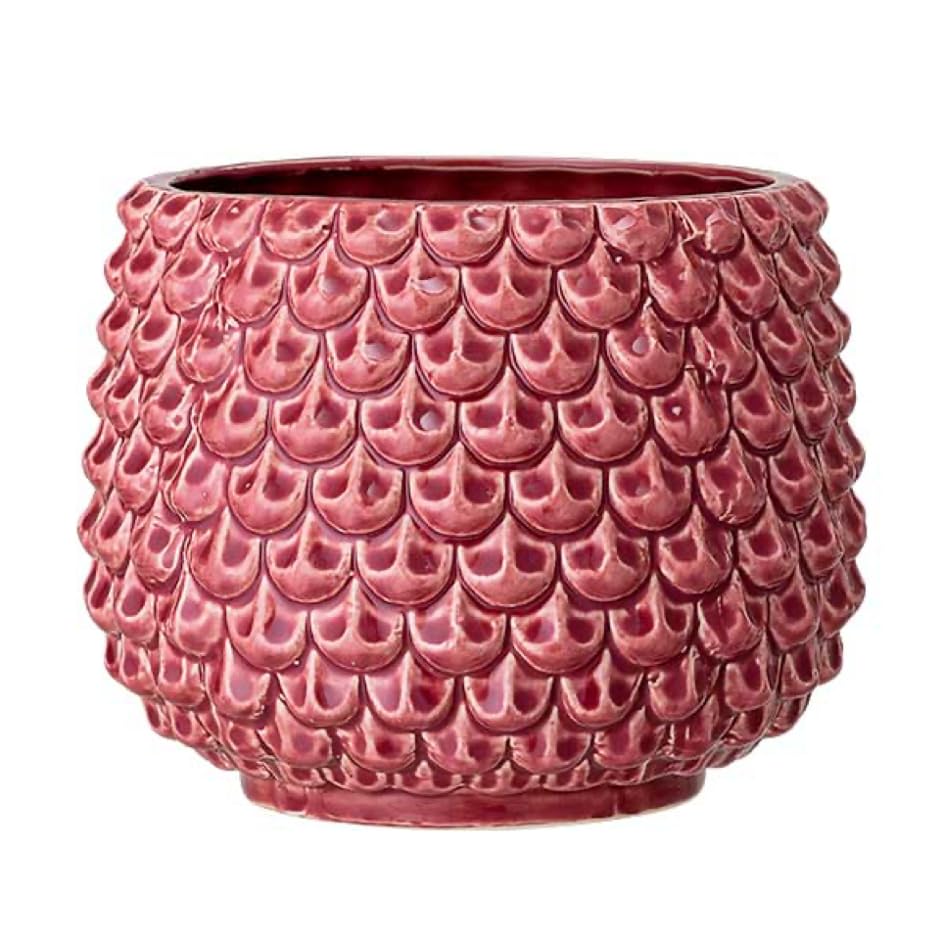 Nordring Ceramic Flower Pot Pino - colorful Planter, Pot for plants, sukkulents Size L (16,5 cm ø) Dia 6,5'' H 5'', Stoneware, red