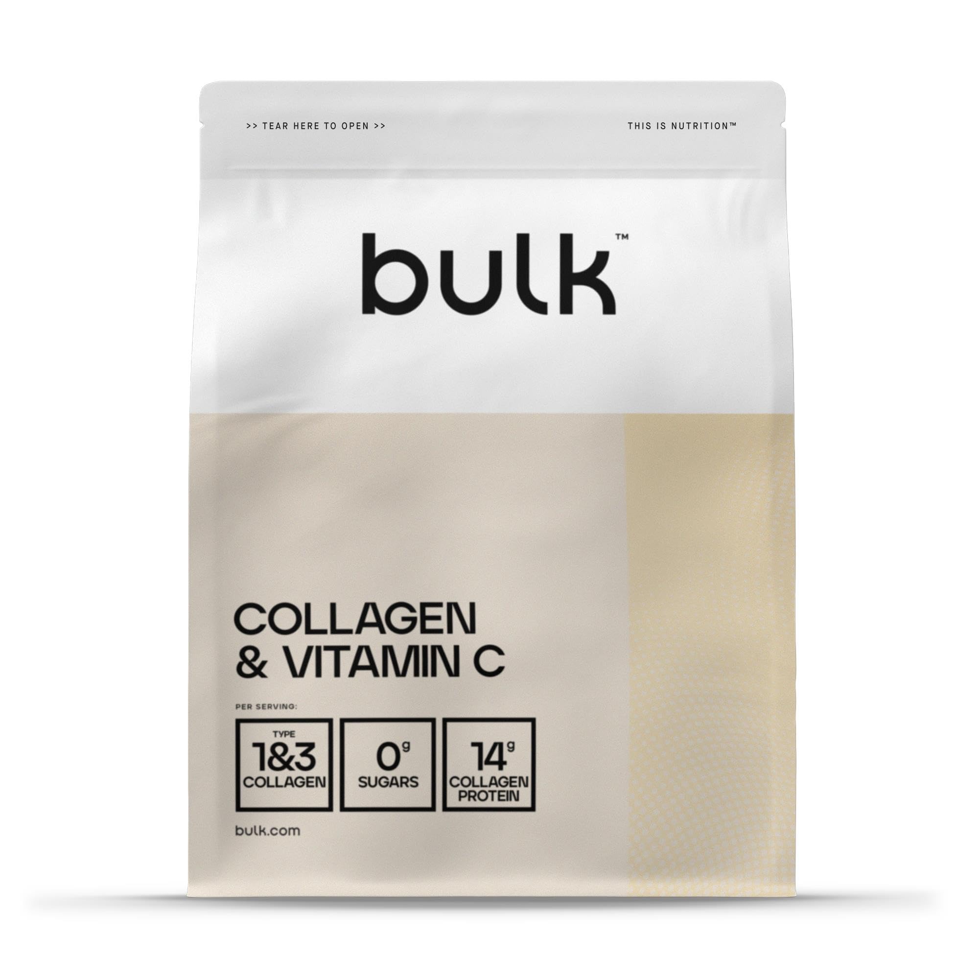 Bulk Collagen Powder with Peptides and Vitamin C | Hydrolysed Bovine Collagen | High-Protein Supplement for Use in Smoothies, Shakes & Recipes | Joint & Skin Routine | Unflavoured | Easy Mixing | 500g