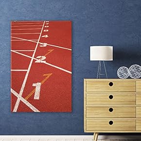 Canvas Wall Art Sports Theme - Red Rubber Track - Giclee Print Gallery Wrap Modern Home Art Ready to Hang - 12x18 inches
